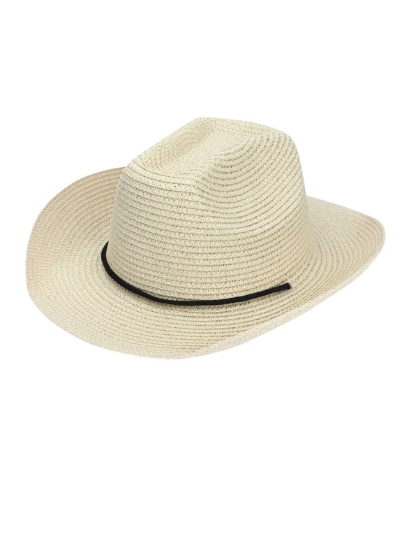 Straw Cowboy Hat Cowboy Hat with String Cowboy Hat Sun Hats for Men Western Hats for Men, Beige One Size