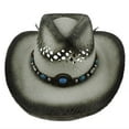 thumbnail image 1 of Straw Cowboy Hat Men Cowgirl Hats Women Sun Hat Sombreros Vagueros Classic Western Accents, 1 of 7