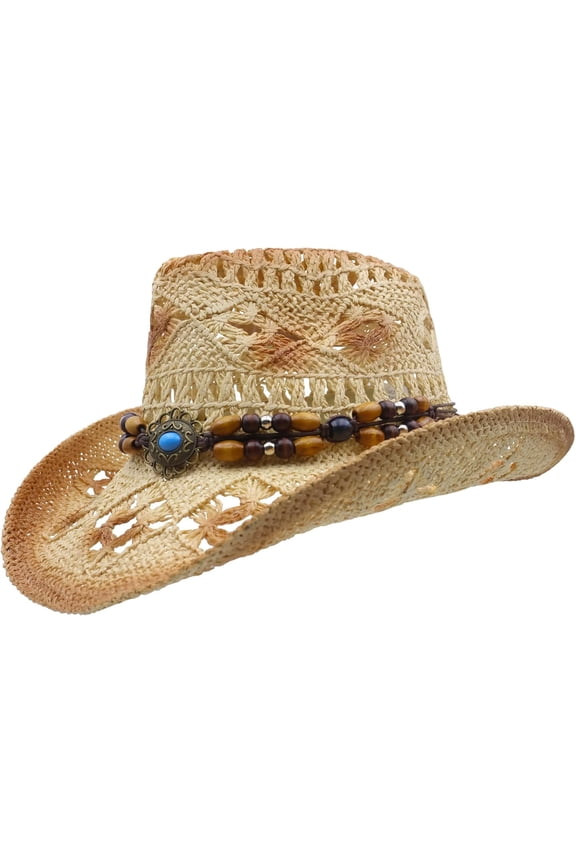 Straw Cowboy Hat Men's Women's Classic Vintage Western Straw Cowgirl Hat Sun Hat