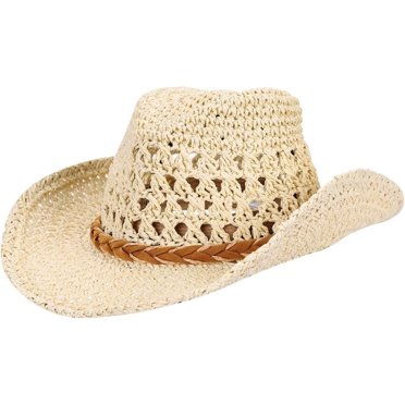 Unisex Braided Straw Cowboy Hat – Summer Sun Hat For Men & Women, Vintage Style