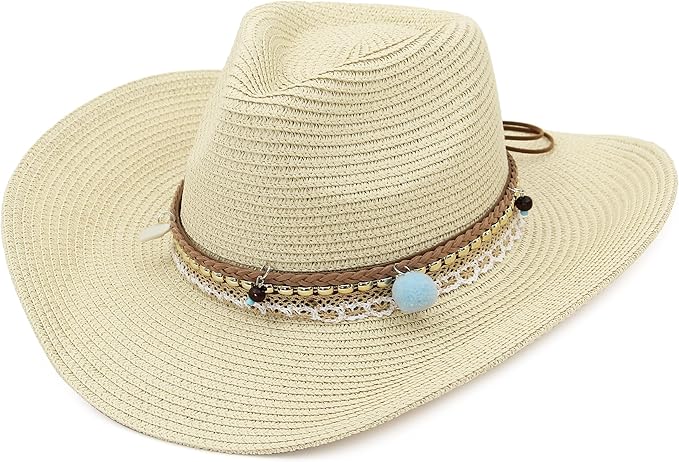 Straw Cowboy Hat for Women Men Girls Roll up Wide Brim  display picture 1