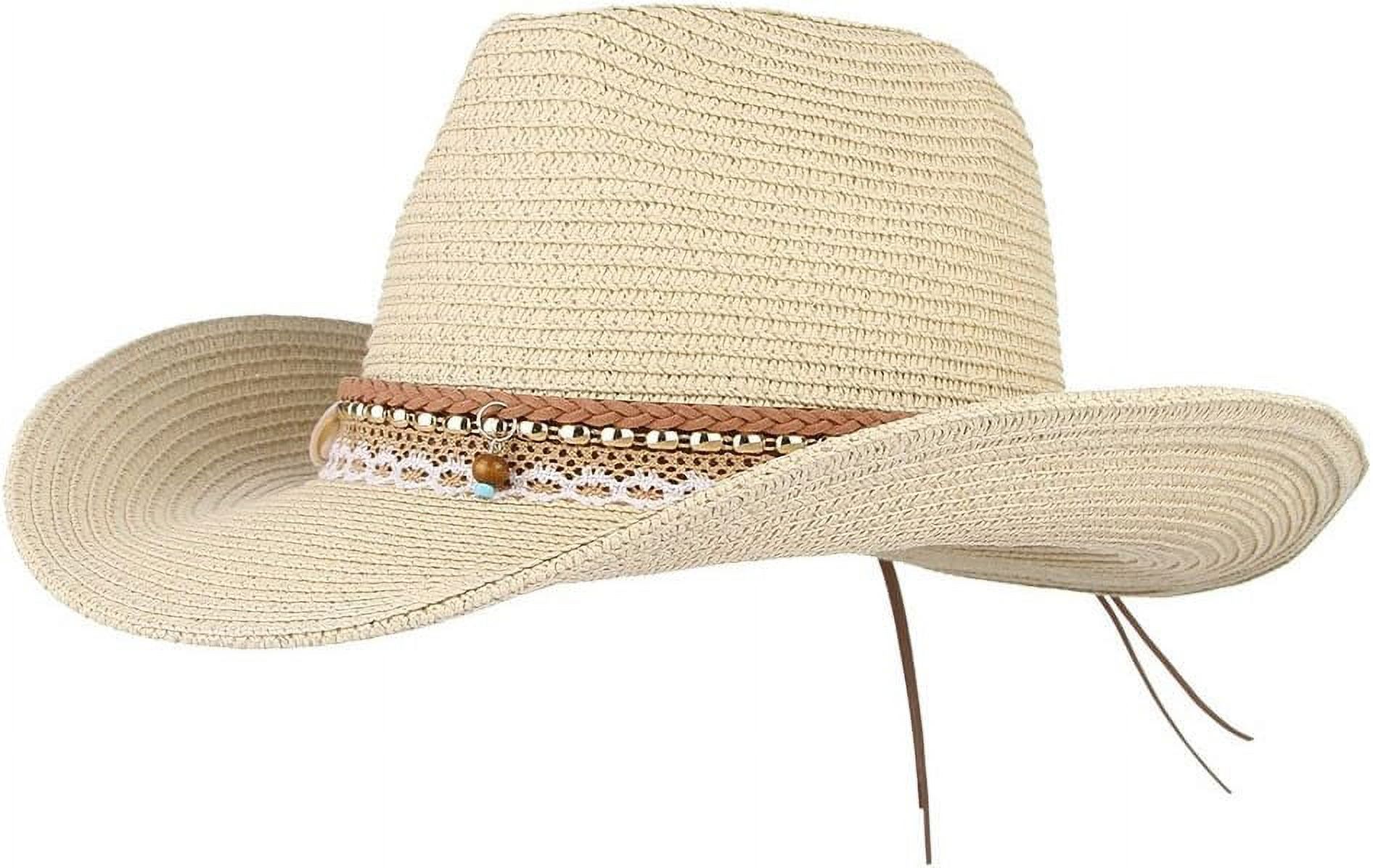 Straw Cowboy Hat for Women Men Girls Roll up Wide Brim  display picture 1