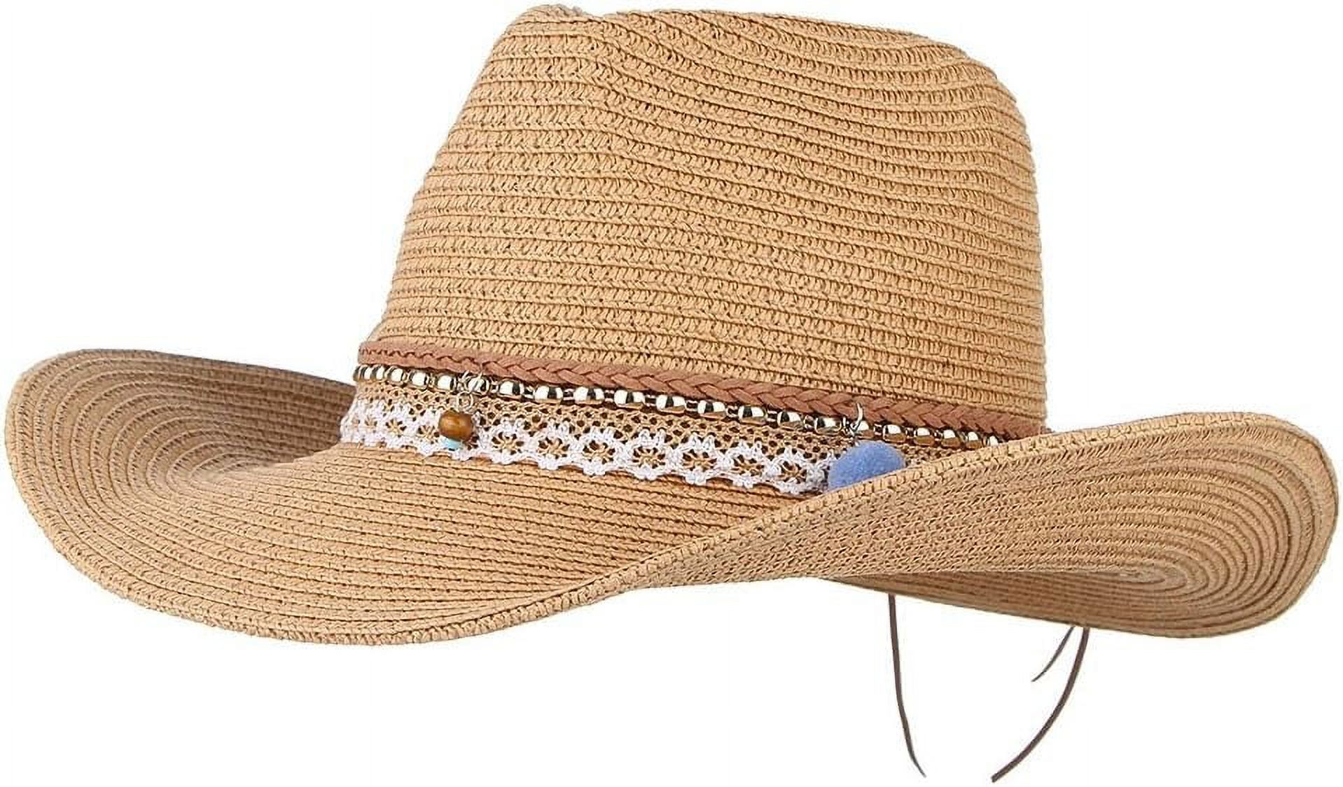 Straw Cowboy Hat for Women Men Girls Roll up Wide Brim  display picture 2