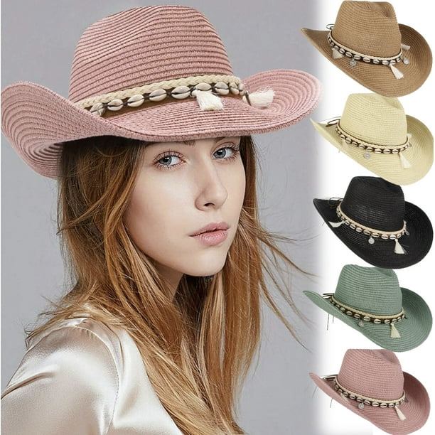 Straw Cowboy Hat for Women Men Girls Roll up Wide Brim Western Cowgirl