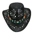 thumbnail image 1 of Straw Cowboy Hat for Women and Men with Decorative Bands, Hollow Western Cowboy Hat, 1 of 7