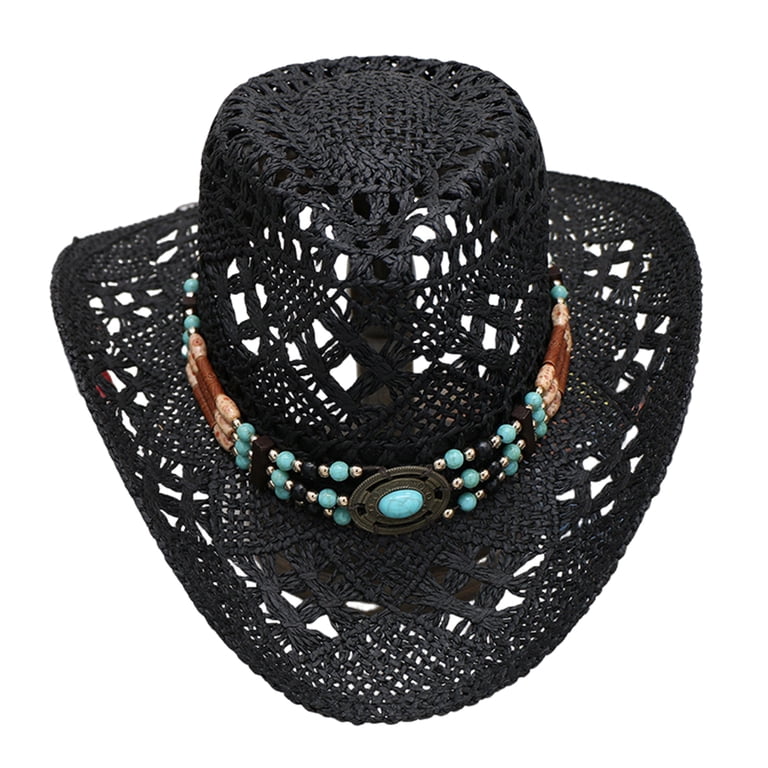 Straw Cowboy Hat for Women and Men with Decorative Bands  display picture 1