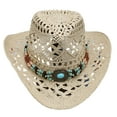 thumbnail image 1 of Straw Cowboy Hat for Women and Men with Decorative Bands, Hollow Western Cowboy Hat, 1 of 6