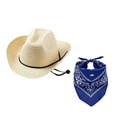 thumbnail image 1 of Celivon Straw Cowboy Hats Bandanas Set Western Party Hat, 1 of 2