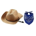 thumbnail image 1 of Celivon Straw Cowboy Hats Bandanas Set Western Party Hat, 1 of 2