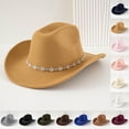 thumbnail image 1 of Straw Cowboy Hats For Women - Western Cowboy Hat For Men And Women Bohemian Style Fedora With Rhinestone Embellishments Curved Brim Fashion Accessory,Coffee,One Size, 1 of 5