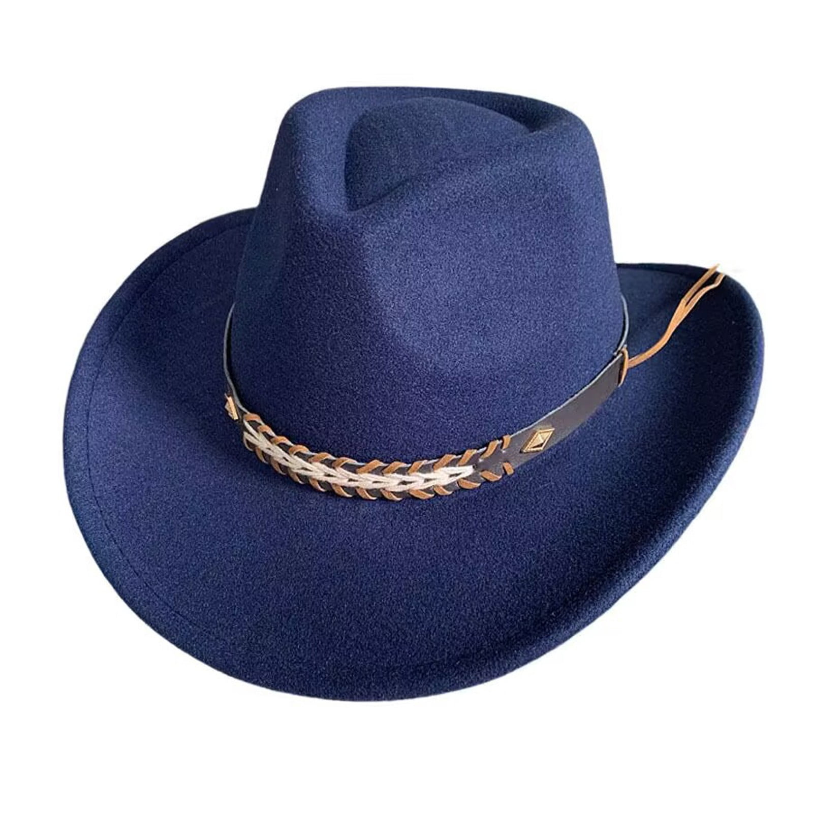 Blue Boho Western Rustic Fabric Band Cowboy Hat Brim Womens Statement Accessory Black-Stetson-cowboy-hat.webp main image 3
