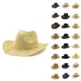 thumbnail image 1 of Straw Cowgirl Hat, Western Cowboy Hat, Wide Brim Sun Beach Hat for Men and Women, 1 of 4