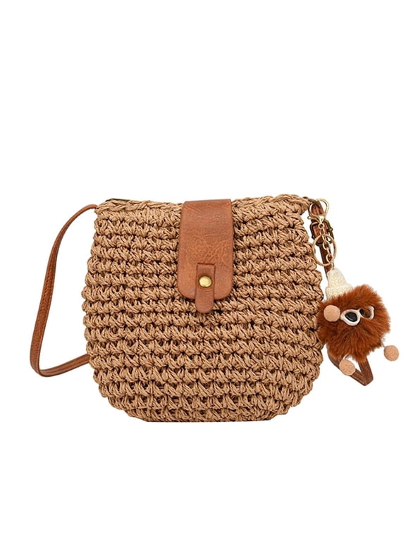 Straw Crossbody Bag,Handmade Casual Beach Purse,Cute Womens Small Handbag,Ladies' Handmade Hobo Tote
