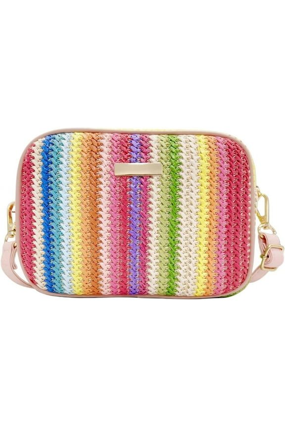 Straw Crossbody Bag Small Woven Purse for Women Cute Beach Shoulder Handbag 2024 Spring Summer Trendy