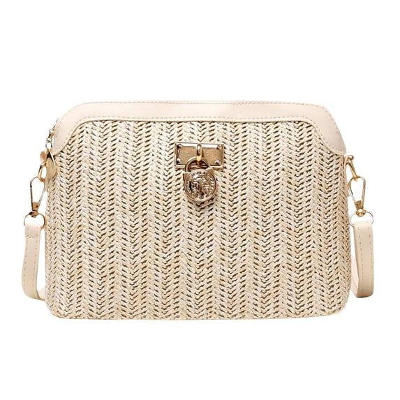 Straw Crossbody Bag for Women Woven Shoulder Purse Casual Vacation Travel Handbag