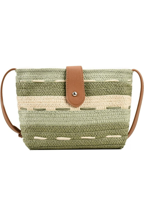 Straw Crossbody Bags for Women, Summer Straw Purse and Handbags Hand Woven Shoulder Clutch Bag for Vacation
