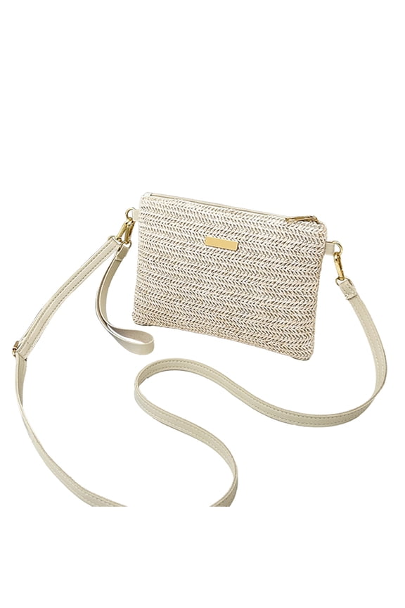 Straw Crossbody Bags for Women, Woven Shoulder Bags, Cell Phone Sling Bag Wallet Purses for Travel Beige