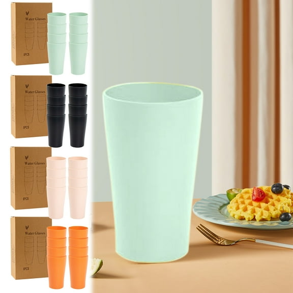 Straw Cup Set, Light Pattern Water Cup Collection Of Eight Indestructible Drinking Cups Featuring Reusable Design for Family Parties, Outdoor Activities and Kitchen Use, Durable and Blahzhy