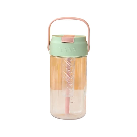 Straw Cup with Handle,Clear Plastic Water Bottle,Spill-Proof Iced Coffee Tumbler,Reusable Travel Companion for Commute,Gym & Work