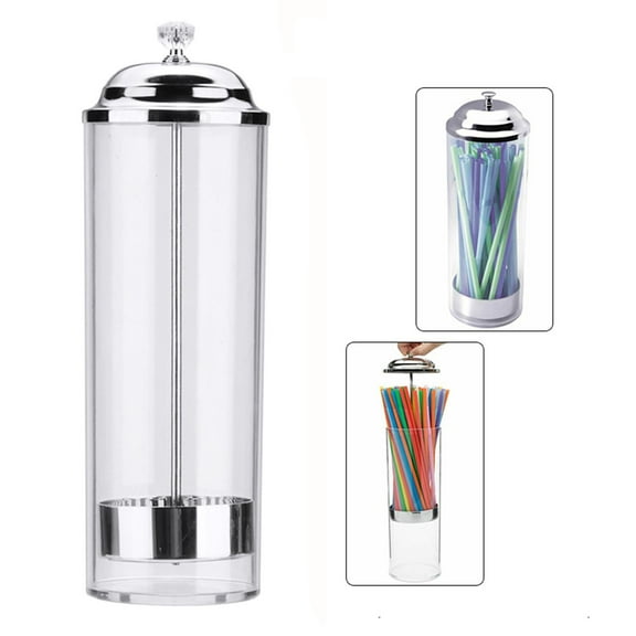 Straw Dispenser Drinking Straw Organizer Container with Lid Transparent