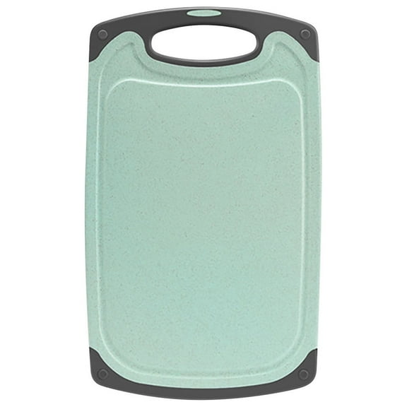 Straw Double Sided Cutting Board Thick Plastic BPA Free Reversible Non Slip Grooved Handles Dishwasher Safe for Meat Vegetables Fruit Kitchen