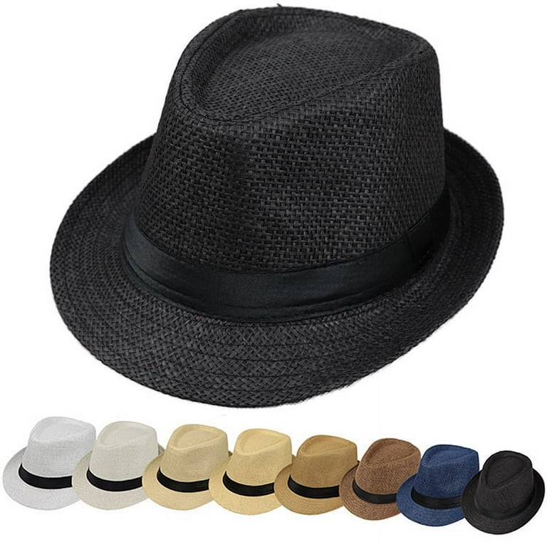 Mens black hotsell straw fedora hat