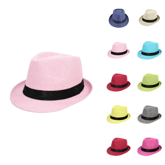 Straw Fedora Sun Hat for Men and Women – Wide Brim Packable Beach Hat with UV Protection, Foldable Vacation Hat for Travel, Pool, Hiking and Garden