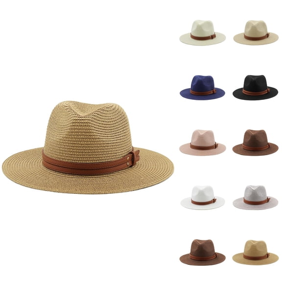 Straw Fedora Sun Hats for Women – Breathable Wide Brim Summer Hat, Floppy Packable Beach Hat UV Protection for Travel, Outdoor Vacation, Pool, and Gardening
