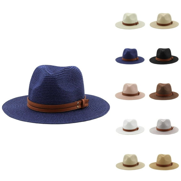 Straw Fedora Sun Hats for Women – Breathable Wide Brim Summer Hat, Floppy Packable Beach Hat UV Protection for Travel, Outdoor Vacation, Pool, and Gardening