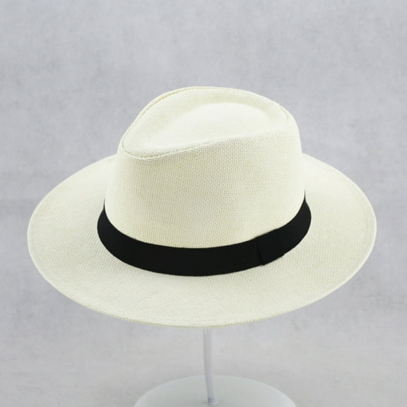 Straw Felt Fedora Hat Unisex Summer Wide Brim Fedora Hats for Men & Women Straw Felt Fedora Hat for Men Panama Trilby Hat Short Brim Summer Sun Hat