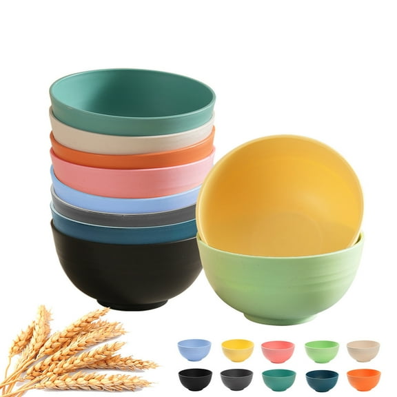 Straw Fiber Cereal Bowl, Microwave and Dishwasher Safe Reusable Soup Bowl, Stackable Kitchenware for Oatmeal Pasta Ice Cream, Eco-friendly Non-breakable Dish, Topliu