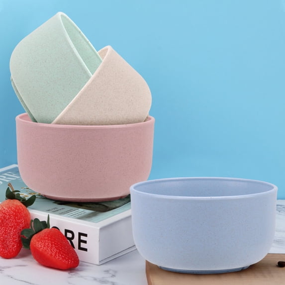 Straw Fiber Cereal Bowls | Set of 4 Lightweight Shatter-Resistant Reusable Tableware | Microwave & Dishwasher Safe | 11.5x7.5x6cm Stackable Bowl for Soup, Oatmeal, Salad, Pasta