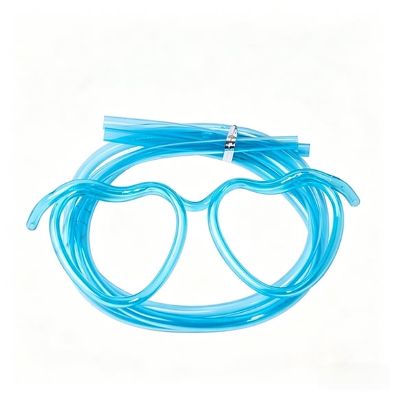 Straw Glasses,Eyeglass Shape Flexible Bendable Clear Drinking Straw for Birthday Gathering Summer Party,Sky Blue