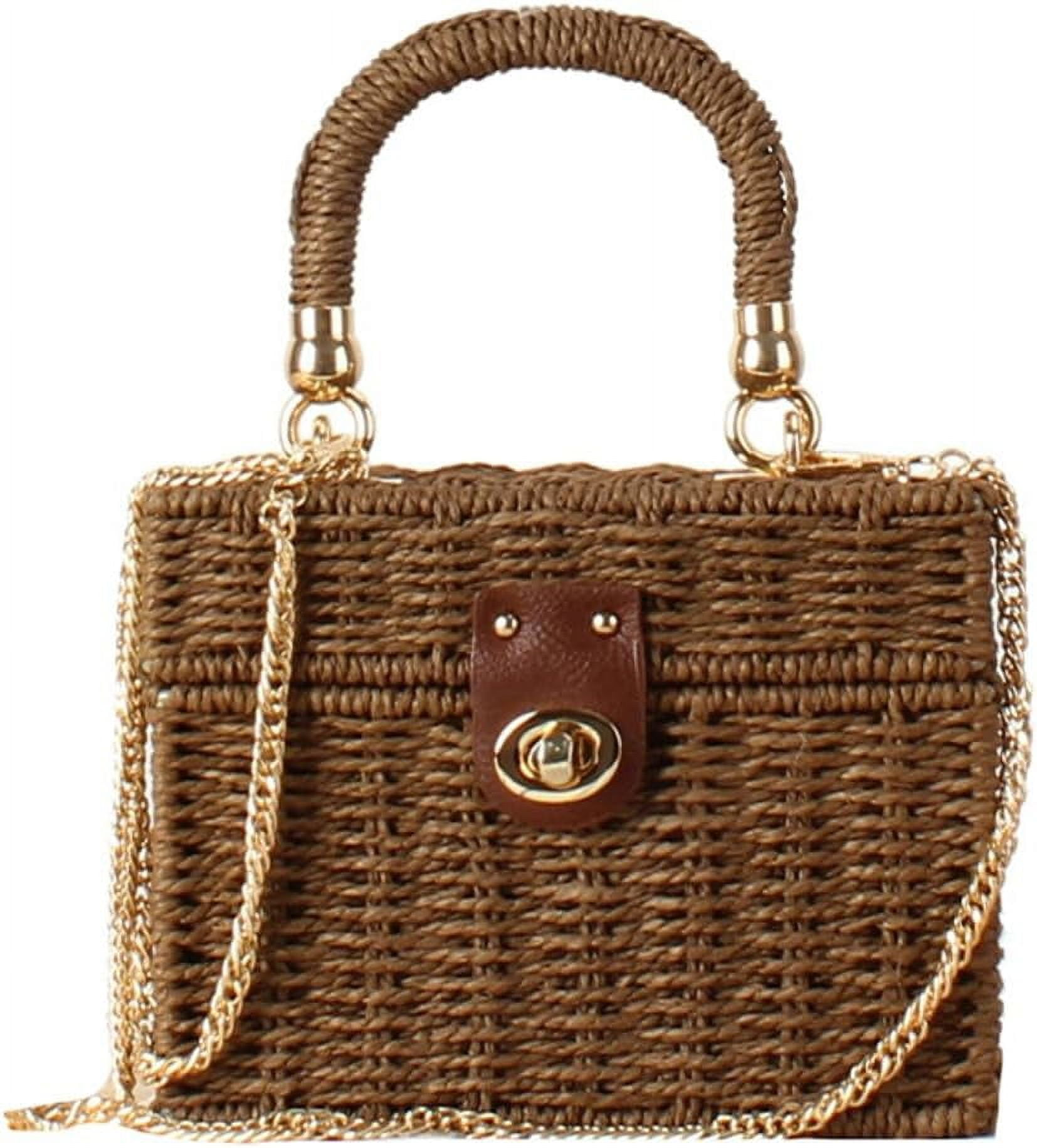 Straw Handbag for Women Crossbody Shoulder Bag Hand Woven Hobo Purse Casual Rattan Summer Beach Totes Clutch