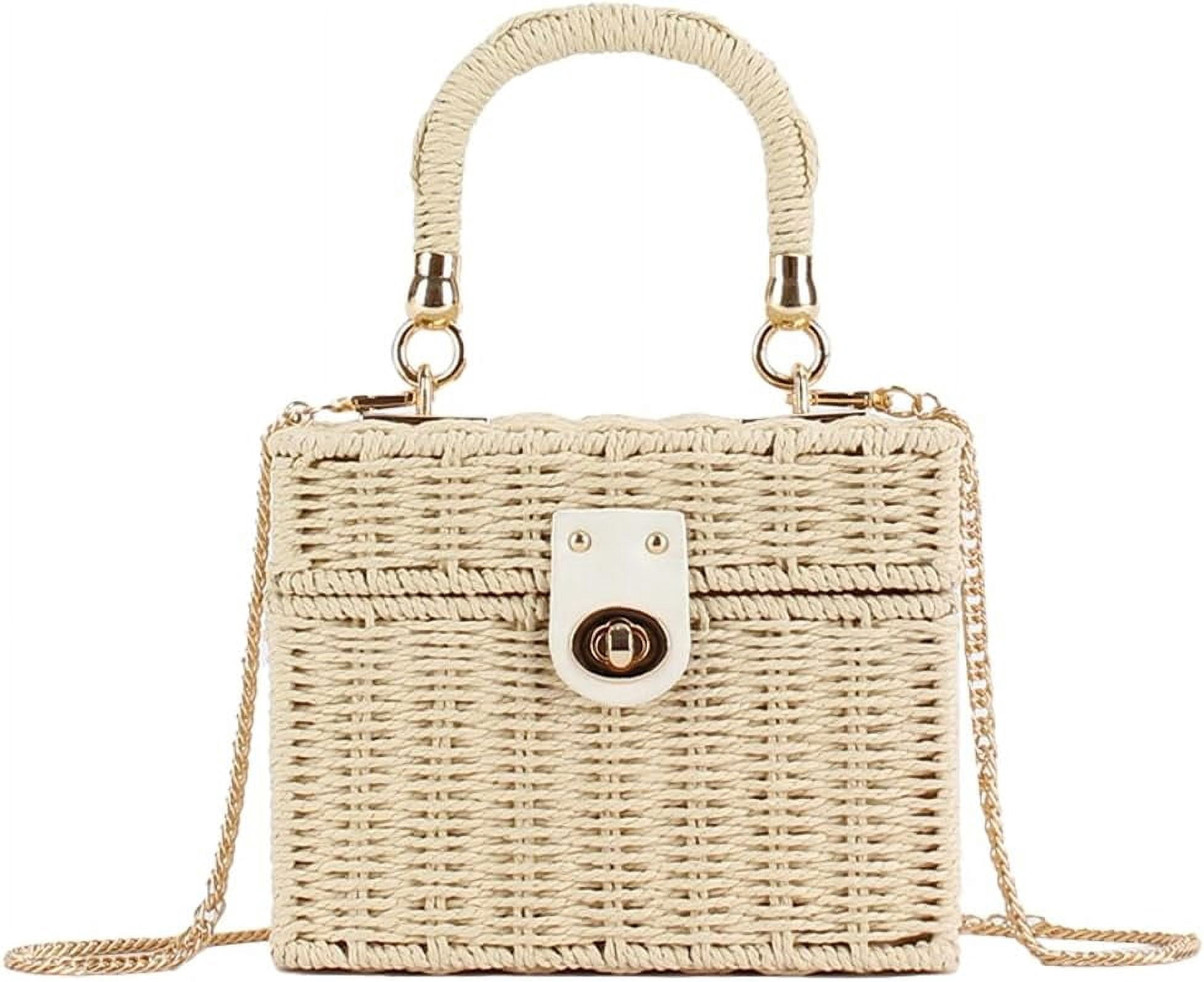 Straw Handbag for Women Crossbody Shoulder Bag Hand Woven Hobo Purse Casual Rattan Summer Beach Totes Clutch