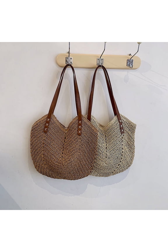 Straw Handbags Purses Crossbody Pocketbook Bag Casual Woven Beach Bags Summer Hobo Hippie Chic Tote Bags with Chain