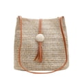 thumbnail image 1 of Straw Handbags，Round Summer Straw Bag Large Weave Tassel Handbag Beach Shoulder Bag Career Handbag Travel Bag for Women，Brown, 1 of 8