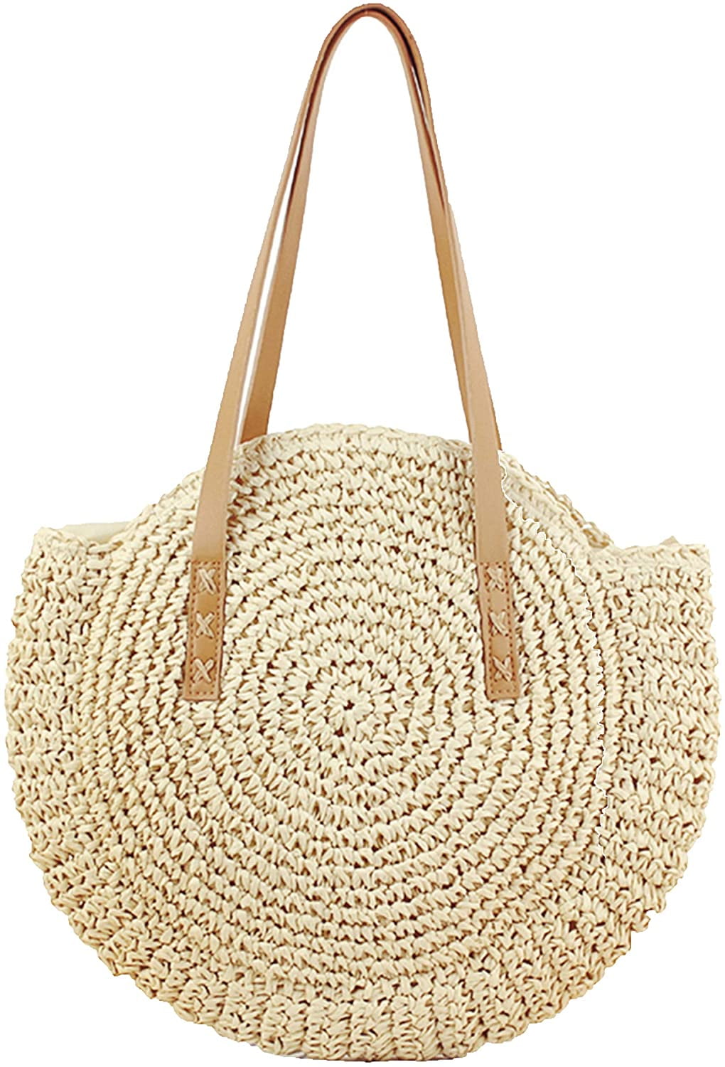 Straw Handbags Women Handwoven Round Corn Straw Bags Natural Chic