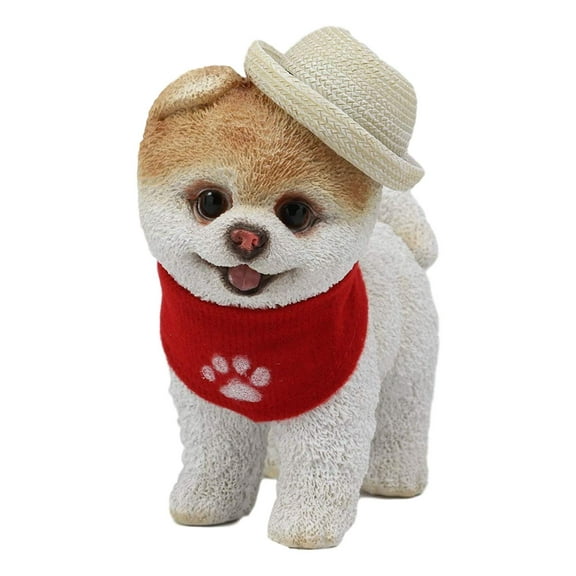 Straw Hat Boo The World's Cutest Pomeranian Dog Statue Pet Pal Dogs Collectible