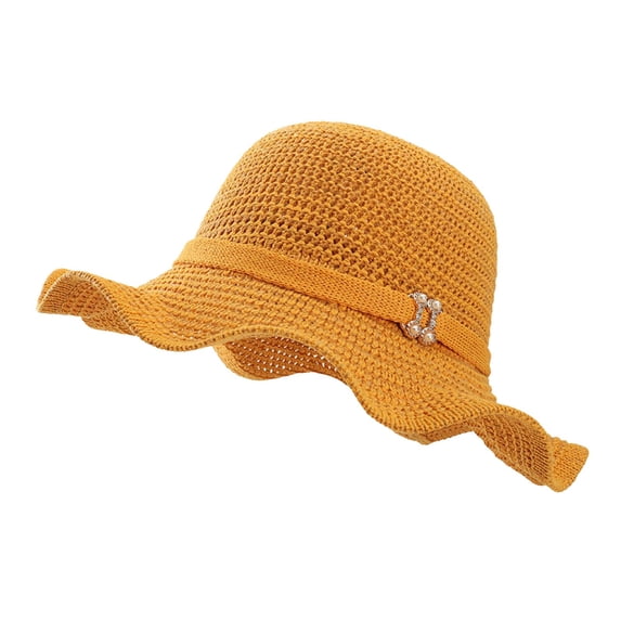 Straw Hat , Bucket Hats for Men , Wide Brim Sun Hat Women's Summer Sun Hat with Ruffle Edge and Bow for Beach Travel Outdoor Activities