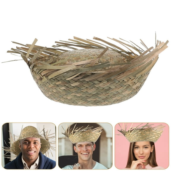 FRCOLOR Light Green Woven Straw Hat for Men Beach Sun Hat with Breathable Design