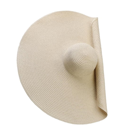 Straw Hat for Women, Beachwear Sun Hat, Oversized Straw Hat for Women, Foldable Roll up Floppy Big Beach Hat, Large Brim Sun Hats for Most Occasions on Summer, Beige