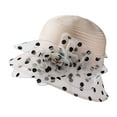 thumbnail image 1 of Straw Hats for Women , Packable Sun Hat , Womens Hats Fashion Elegant Sheer Polka Dot Flower Bucket Sun Hat For Women Spring Summer Outdoor Breathable Wide Brim Sun Cap, 1 of 5