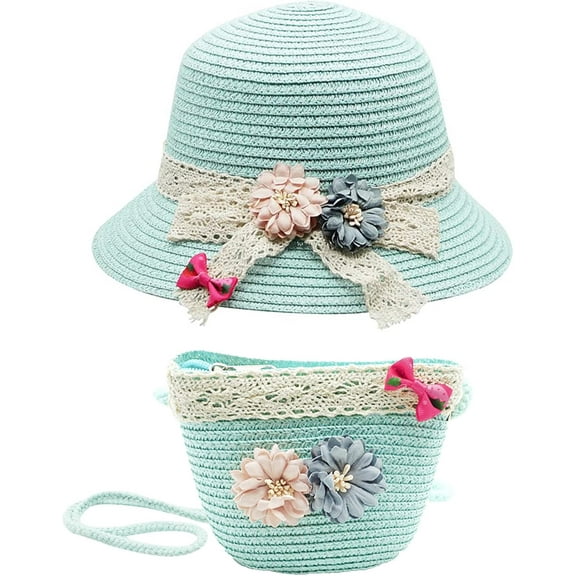 Straw Hats daughter Sun Hats Summer Beach Hats Straw Party Hat Set