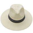 thumbnail image 1 of Straw Hats for Men Summer Sun Protection Panama Hat Beach Sunscreen Wide Brim Fedora Hat Sun Hats, 1 of 4