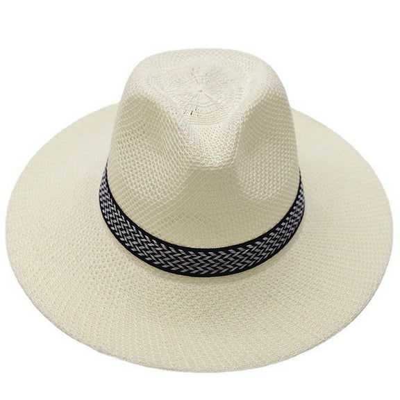 Straw Hats for Men Summer Sun Protection Panama Hat Beach Sunscreen Wide Brim Fedora Hat Sun Hats