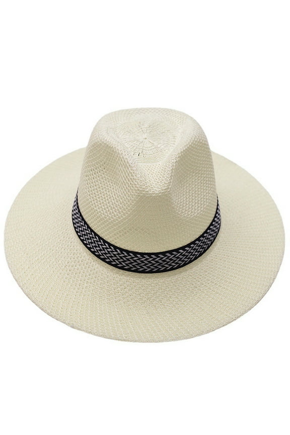 Straw Hats for Men Summer Sun Protection Panama Hat Beach Sunscreen Wide Brim Fedora Hat Sun Hats