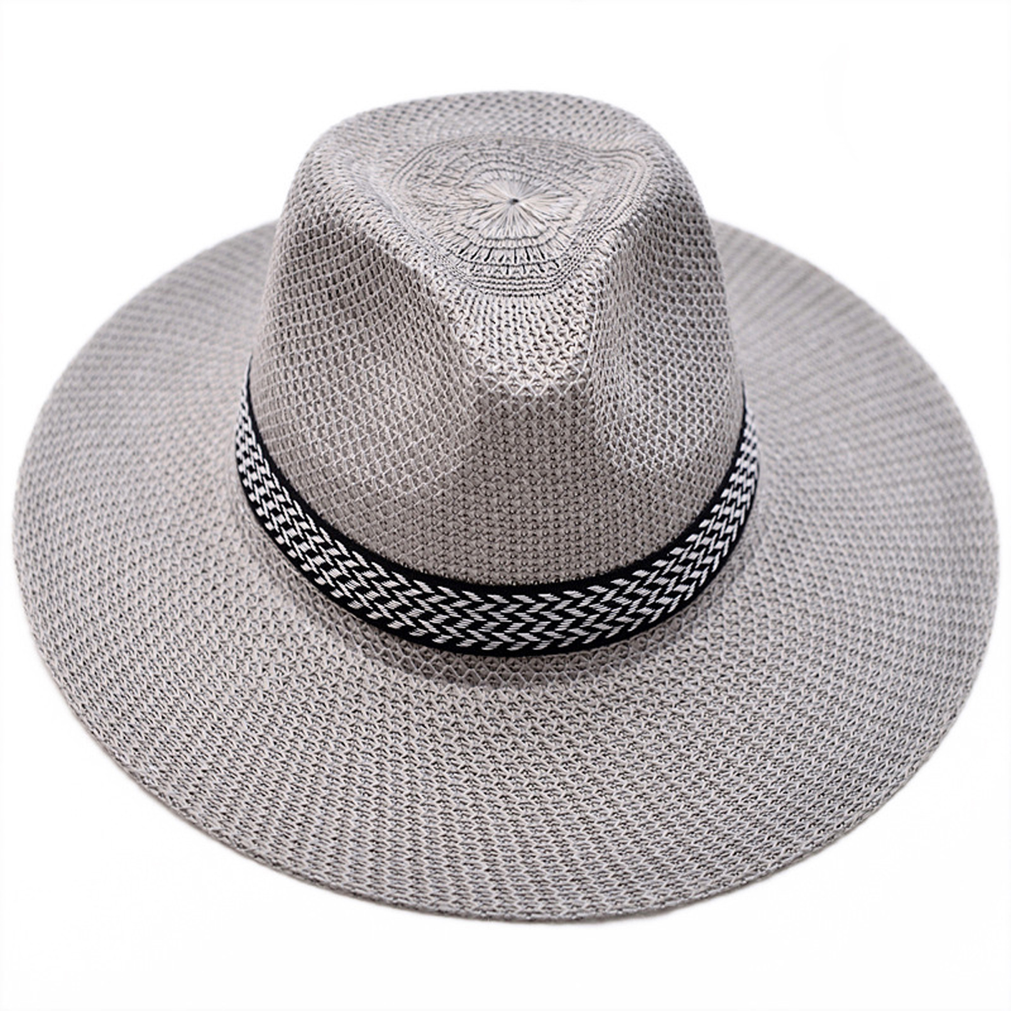 EXVVQOQO Panama Straw Hat For Men – UPF 50+ Summer Fedora Sun Hat With Short Brim