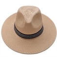 thumbnail image 1 of Straw Hats for Men Summer Sun Protection Panama Hat Beach Sunscreen Wide Brim Fedora Hat Sun Hats, 1 of 2