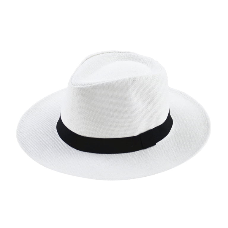 UPF50+ Fine Braid Straw Fedora Beach Hat Packable Adjustable Unisex Pineapple&Star Sun Straw Fedora Beach Hat Fine Braid UPF50+  main image 4